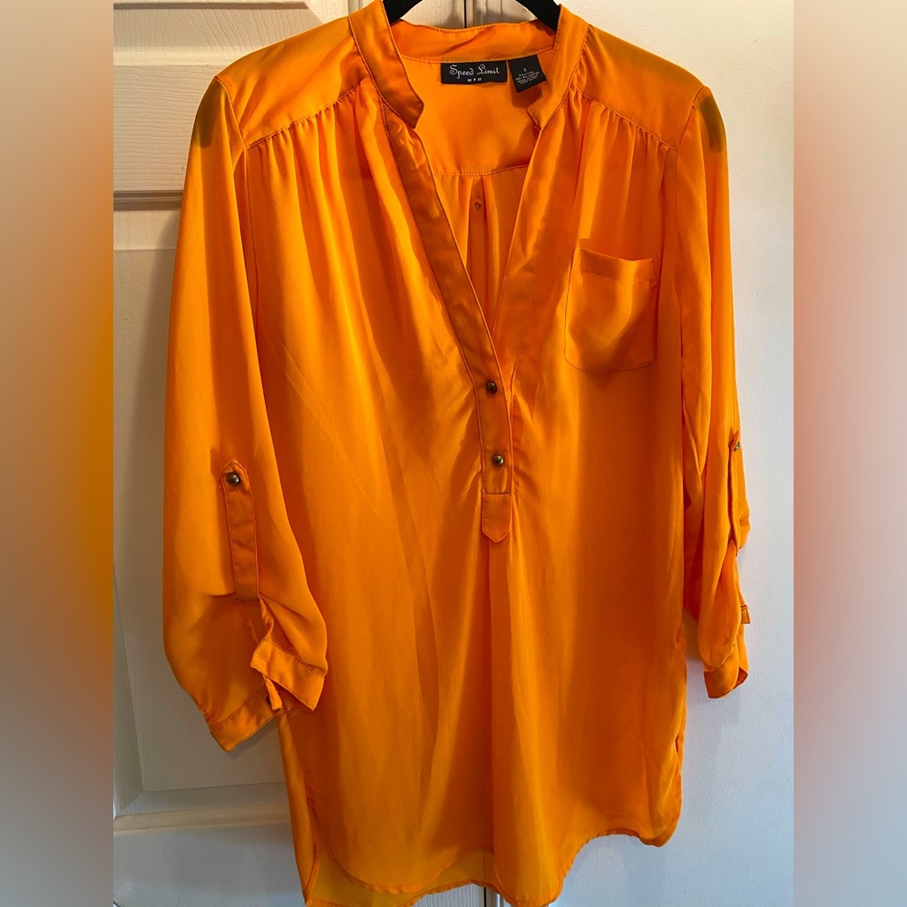 Speed Limit Orange Sheer Blouse